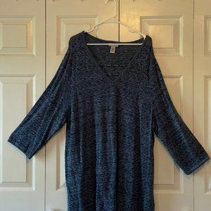 Catherines 2x (22/24) Blue Pullover Sweater 3/4 Sleeves V-Neck